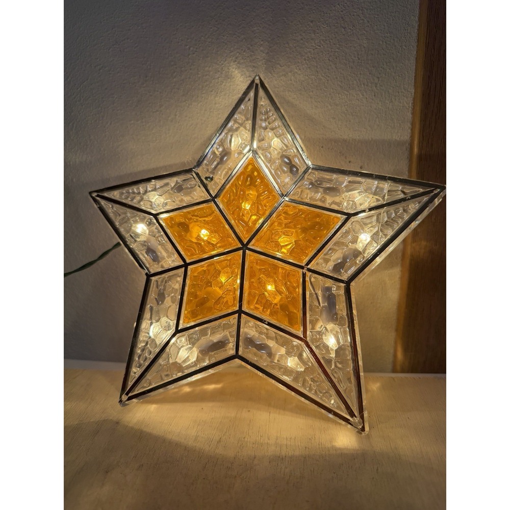 vintage faux stained glass Christmas tree topper star